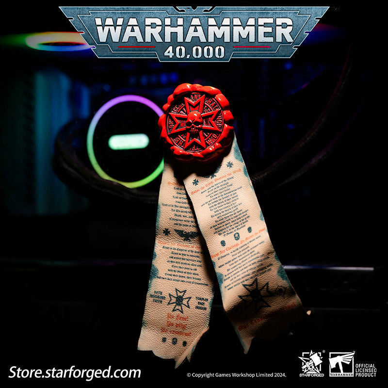 Warhammer 40000 Black Templars Purity Seals Cross badge Starforged
Purity Seals can be used in three ways: as a brooch, as an adhesive patch, and as a Velcro. Now you can enjoy the above functions by purchasing any style
Purity Seal: Black Templars
Purity seals are borne by various Imperial troops, applied to weapons, armor and vehicles.
They usually take form of wax seal and parchment which inscribed with declarations and prayers.
The two parchments attached is inscribed with Vows of the Black Templars